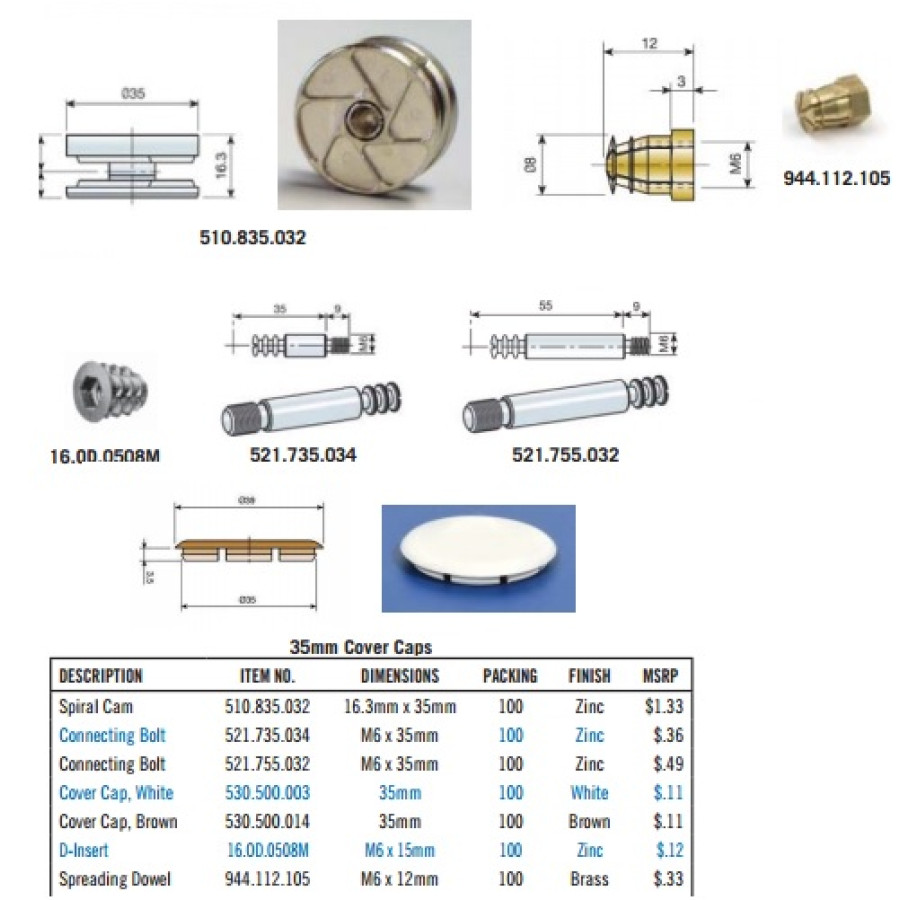 Spreading DowelM6 x 12mmBrass