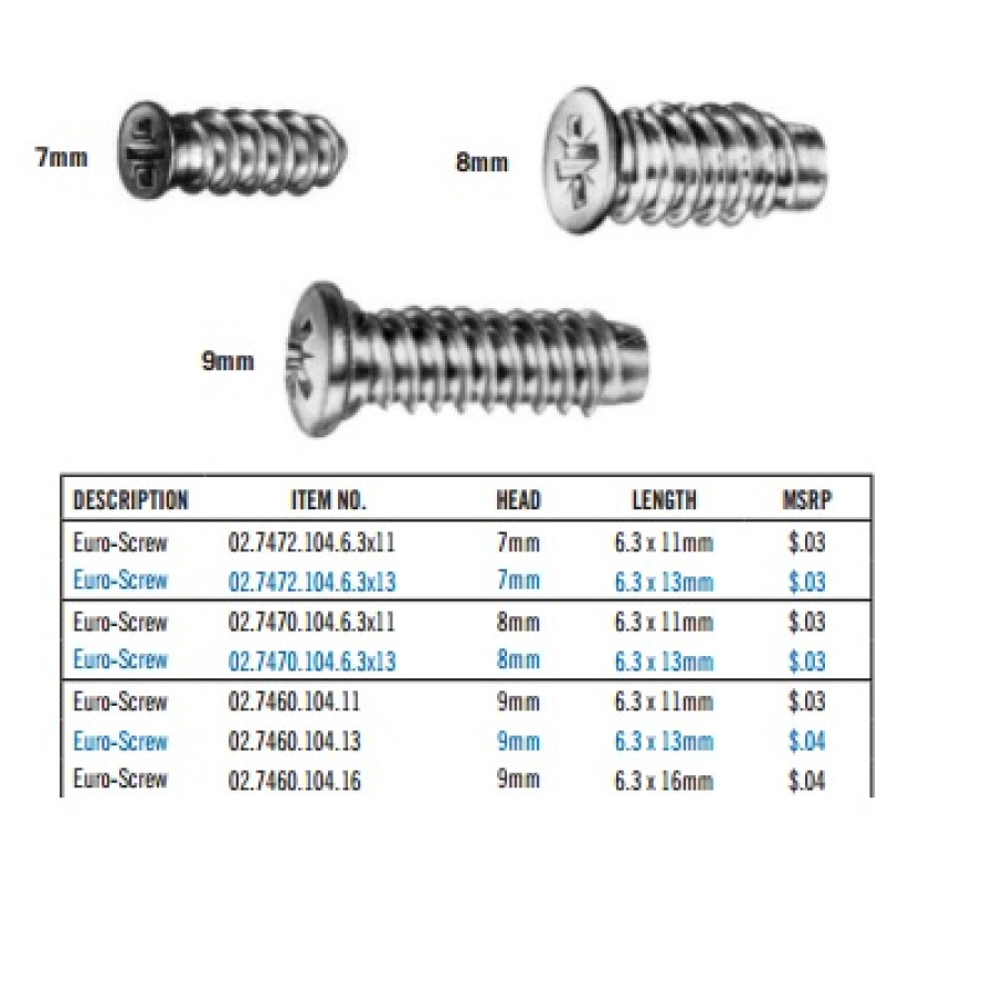 Euro-Screw9mm6.3 x 11mm