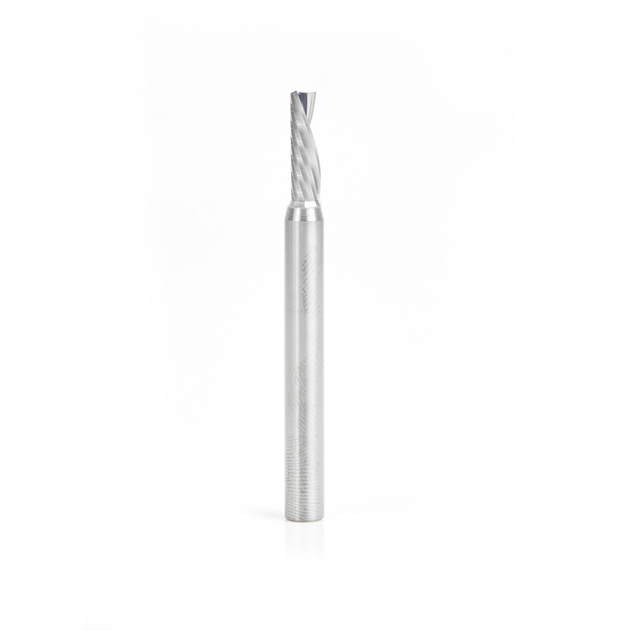 57332 Metric Solid Carbide CNC Spiral 'O' Single Flute, Plastic Cutting 5 Dia x 16 x 6 Shank x 64mm Long Down-Cut Router Bit
