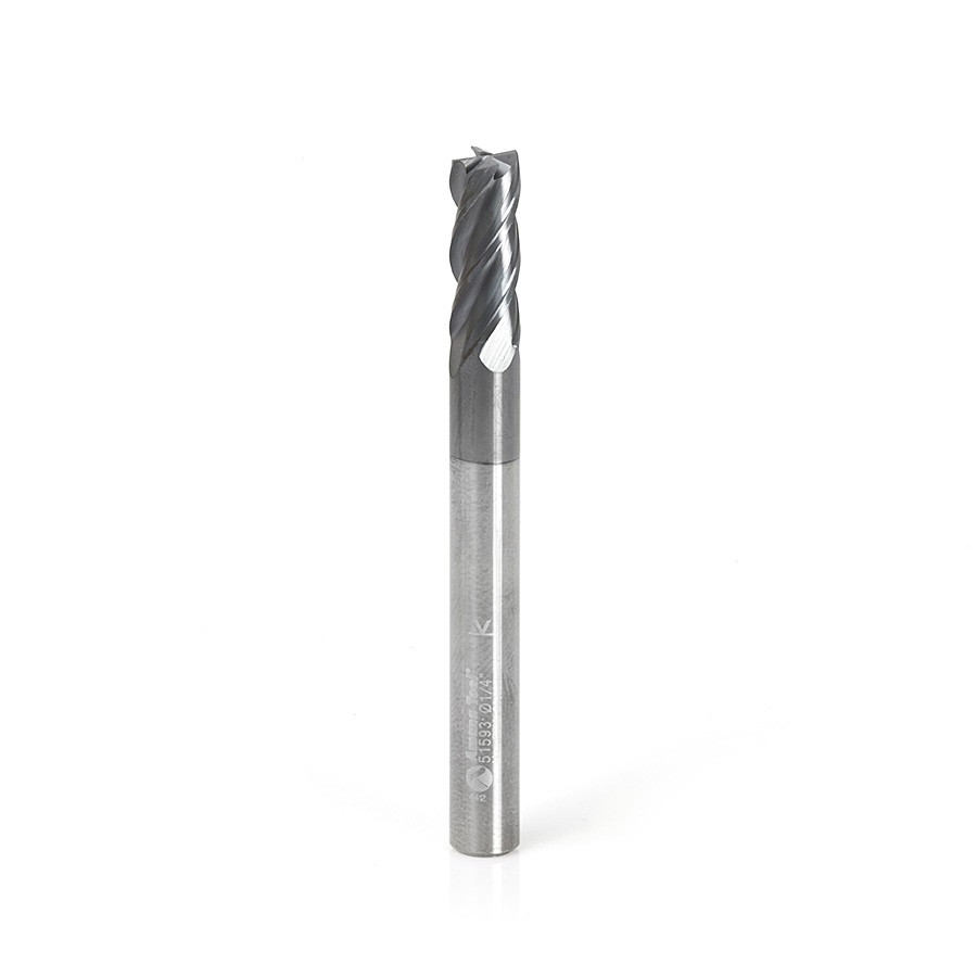 51593 CNC Spiral Multi-Helix Square Bottom 1/4 Dia x 5/8 x 1/4 Shank Solid Carbide AlTiN Coated End Mill