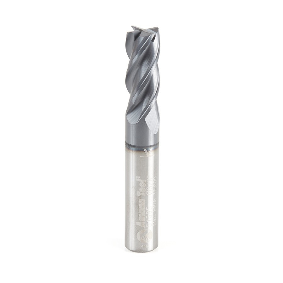 51595 CNC Spiral Multi-Helix Square Bottom 3/8 Dia x 7/8 x 3/8 Shank Solid Carbide AlTiN Coated End Mill