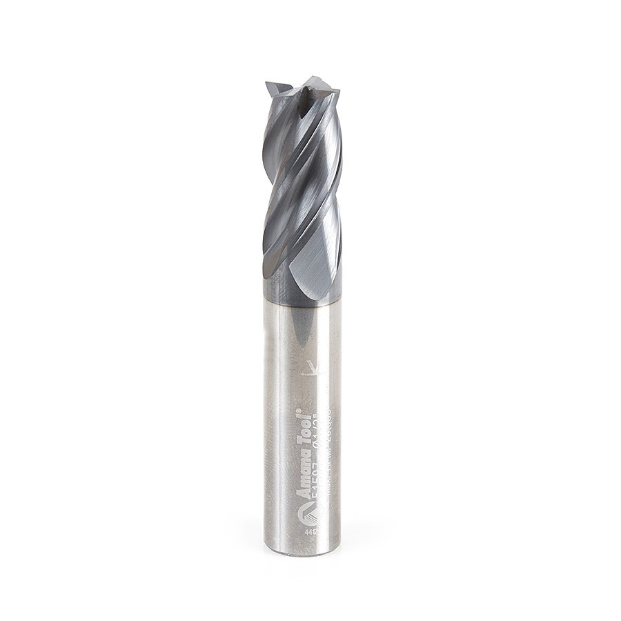 51597 CNC Spiral Multi-Helix Square Bottom 1/2 Dia x 1 x 1/2 Shank Solid Carbide AlTiN Coated End Mill