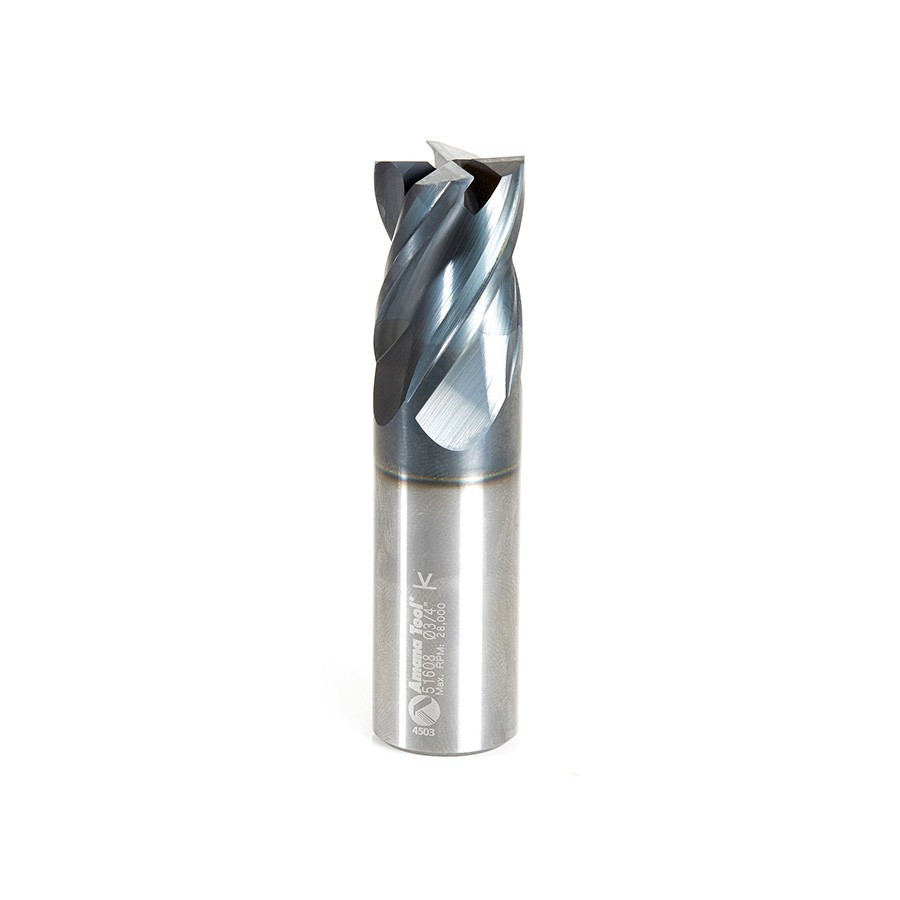51608 CNC Spiral Multi-Helix Square Bottom 3/4 Dia x 1 x 3/4 Shank Solid Carbide AlTiN Coated End Mill