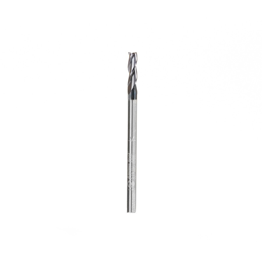 51610 CNC Metric Solid Carbide Spiral for Steel & Stainless Steel with AlTiN Coating 3-Flute x 3 Dia x 3 x 3 Shank x 40mm Long Up-Cut Router Bit / 45º Corner Chamfer End Mill