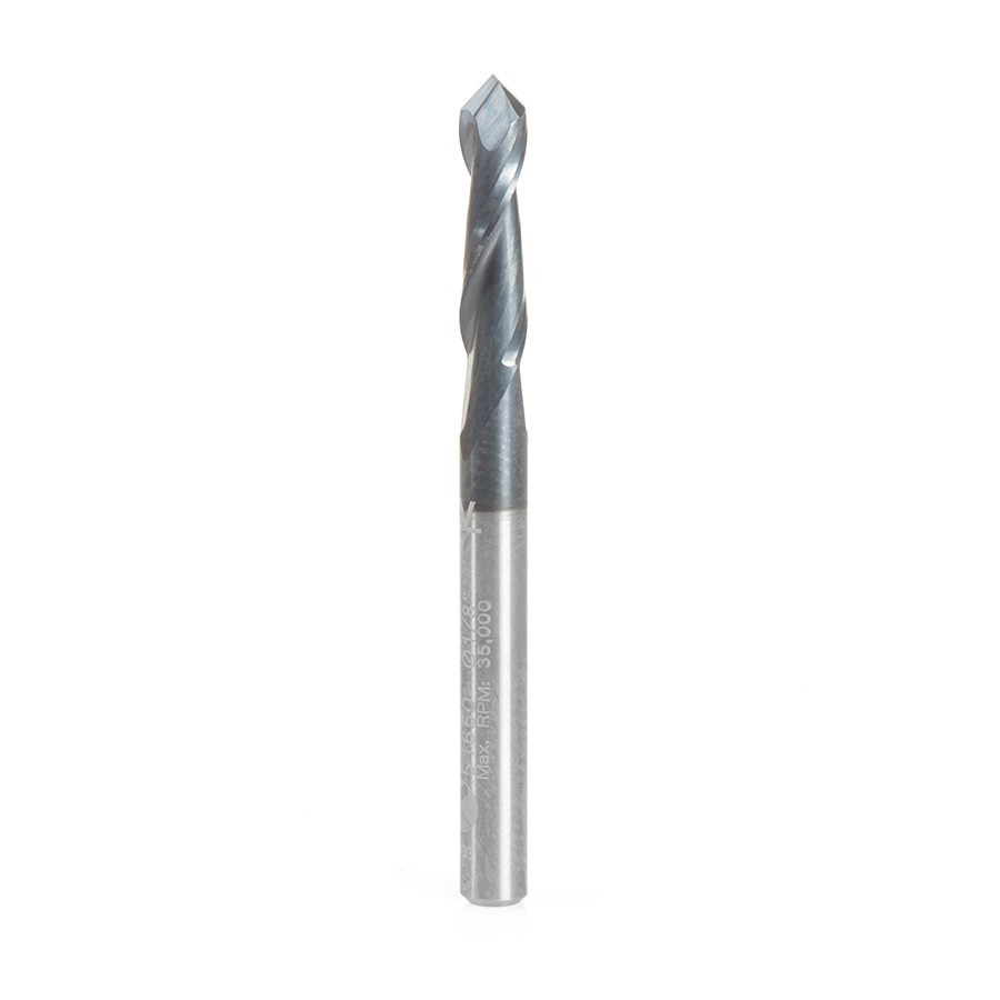 51650 High Performance CNC Solid Carbide 90 Degree 'V' Spiral Drills with AlTiN Coating 2-Flute x 1/8 Dia x 1/2 x 1/8 Shank x 1-1/2 Inch Long Up-Cut Router Bit/End Mill