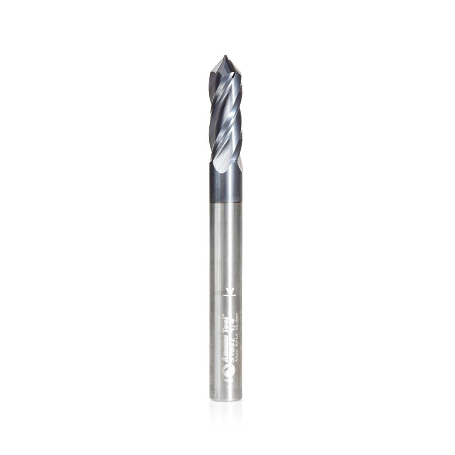 51692 High Performance CNC Solid Carbide 90 Degree 'V' Spiral Drills with AlTiN Coating 4-Flute x 1/4 Dia x 3/4 x 1/4 Shank x 2-1/2 Inch Long Up-Cut Router Bit/End Mill