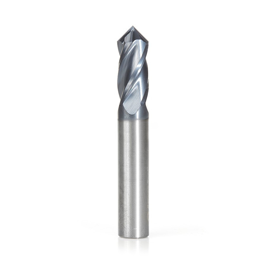 51694 High Performance CNC Solid Carbide 90 Degree 'V' Spiral Drills with AlTiN Coating 4-Flute x 3/8 Dia x 7/8 x 3/8 Shank x 2-1/2 Inch Long Up-Cut Router Bit/End Mill