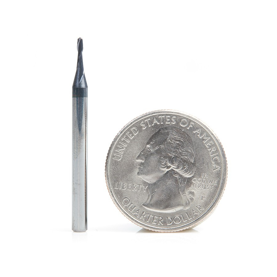 51747 AlTiN Coated CNC Steel, Stainless Steel & Composite Ball End Mini Mill 0.050 Dia x 0.174 x 1/8 Shank