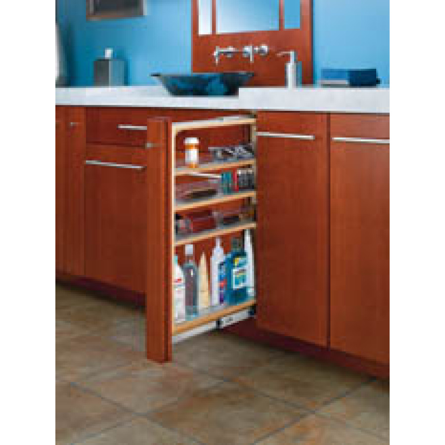 3 in. Vanity Filler Pull-Out with Adjustable Shelves, soft closeNaturalWood - Maple