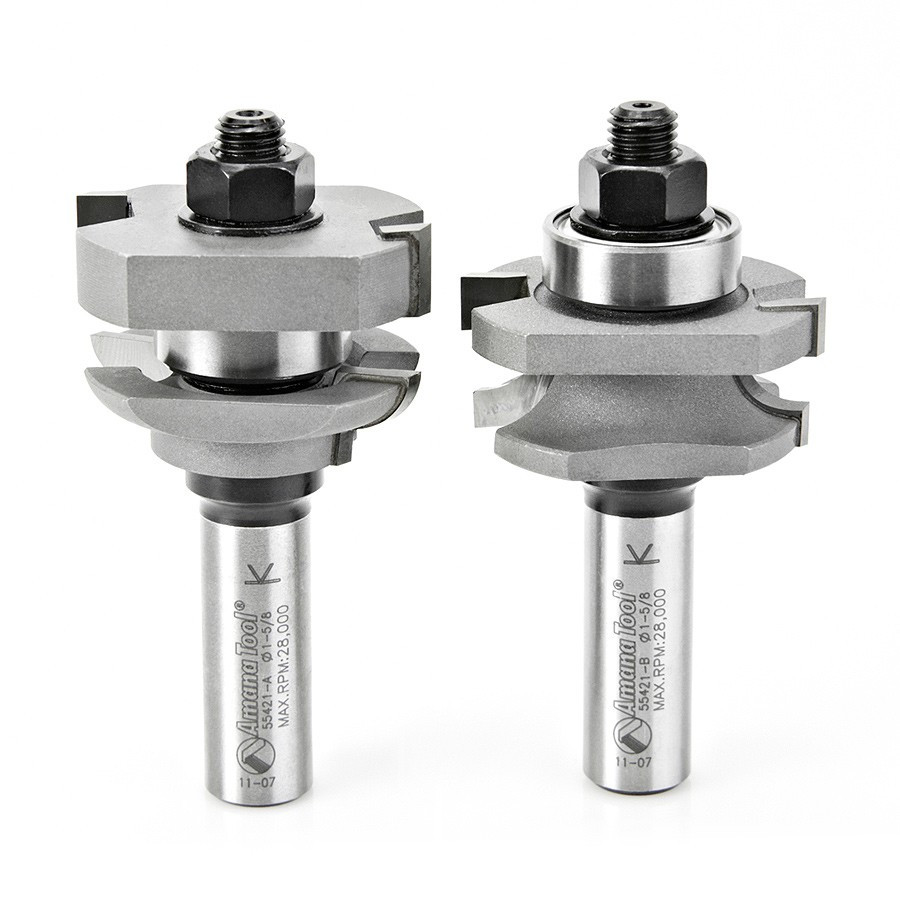 55421 Carbide Tipped 2-Piece Concave Stile and Rail 1-5/8 Dia x 11/16 x 5/32 Radius x 1/2 Inch Shank Set