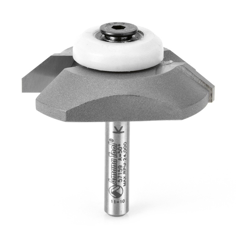 57159 Bevel Trim 50 Deg Angle x 1-55/64 Dia x 3/8 Cut Depth x 1/4 Inch Shank Router Bit for Wilsonart HD Laminate Sinks