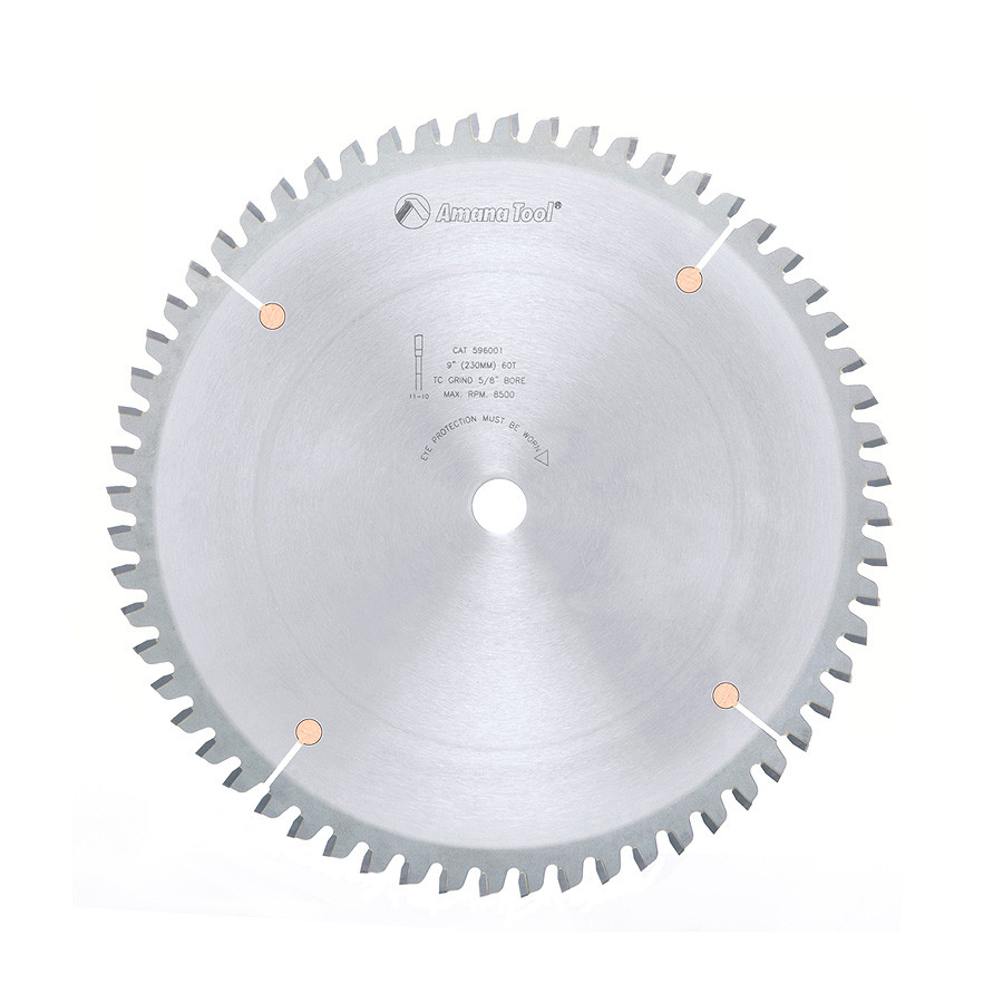 596001 Carbide Tipped Aluminum and Non-Ferrous Metals 9 Inch Dia x 60T TCG, -6 Deg, 5/8 Bore