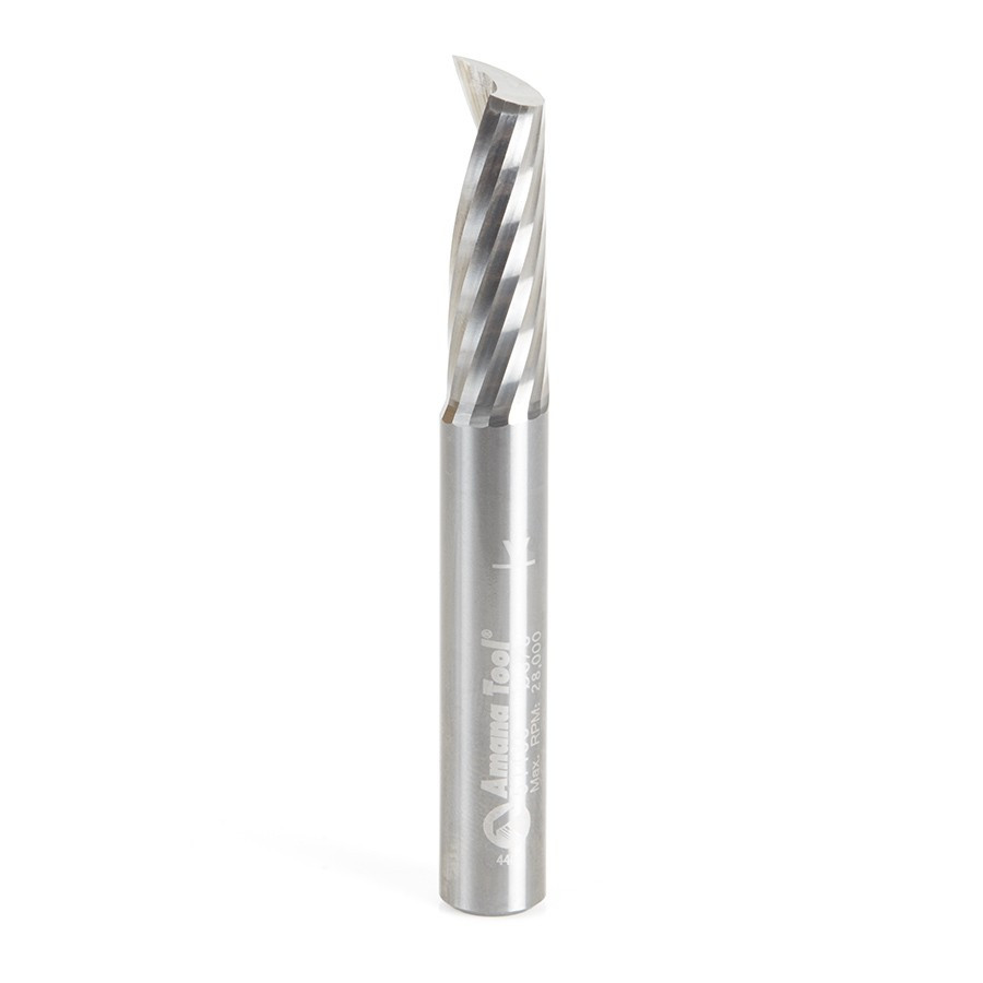 51485 Solid Carbide CNC Spiral 'O' Single Flute, Aluminum Cutting 3/8 Dia x 1-1/8 x 3/8 Shank x 3 Inch Long Up-Cut Router Bit