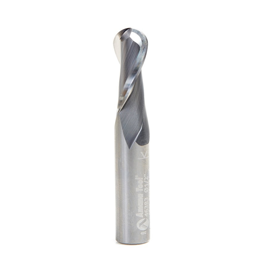 46383 Solid Carbide Up-Cut Spiral Ball Nose 1/4 Radius x 1/2 Dia x 1-1/8 x 1/2 Shank x 3 Inch Long x 2 Flute Router Bit