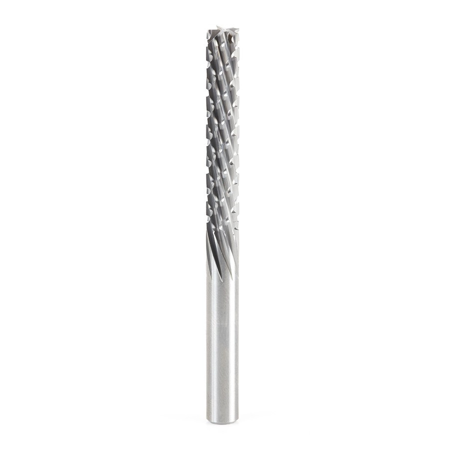 46265 Solid Carbide CNC Spiral Carbon Graphite & Carbon Fiber Panel Cutting 1/4 Dia x 1-1/2 x 1/4 Shank x 3 Inch Long Down-Cut Router Bit