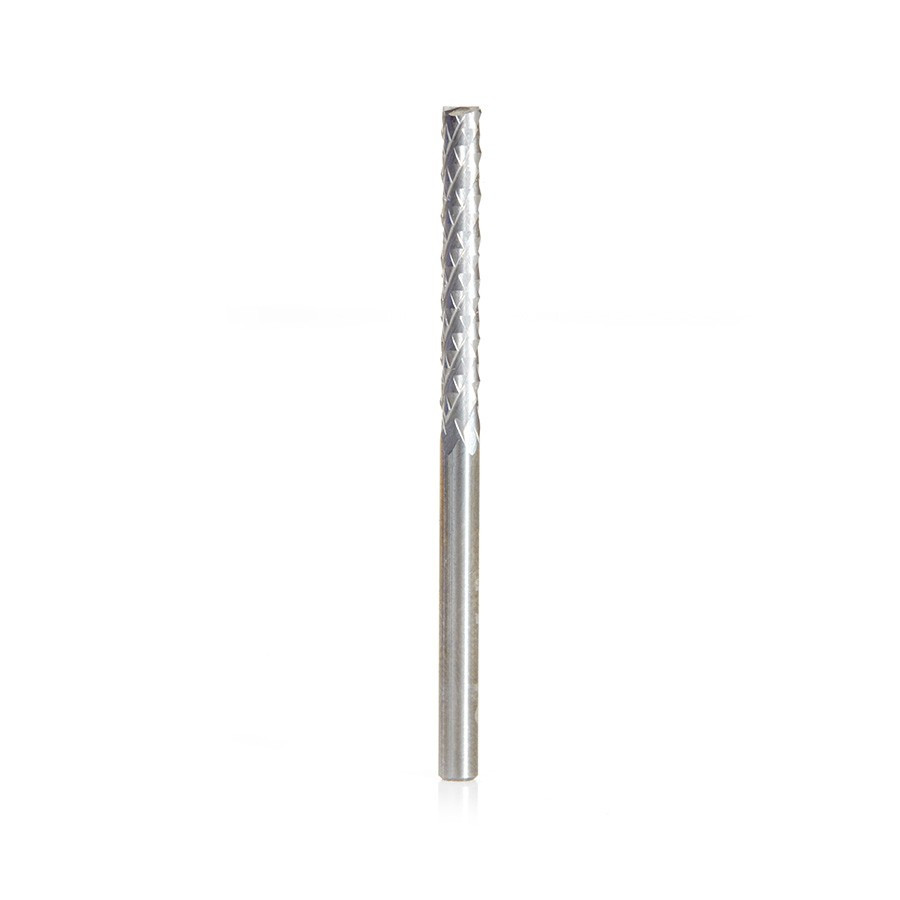 48010 Solid Carbide Medium Burr with End Mill Point Fiberglass and Composite Cutting 1/8 Dia x 1 x 1/8 Shank Router Bit