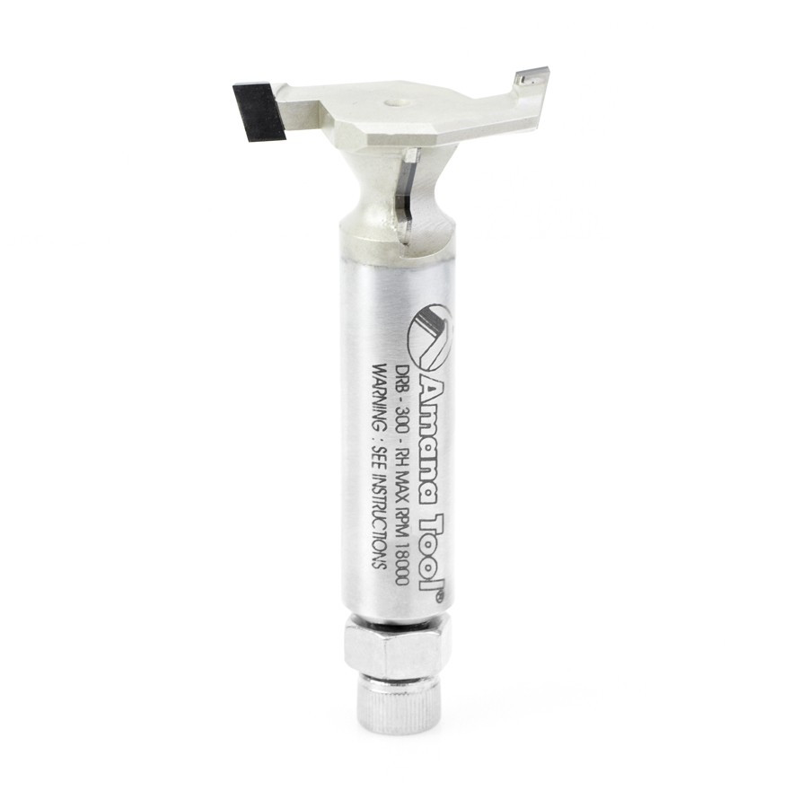 DRB-300-RH CNC Polycrystalline Diamond (PCD) Tipped T-Slot 1-3/8 Dia x 1/4 x 1/2 Inch Shank Router Bit 2+1 Cutters