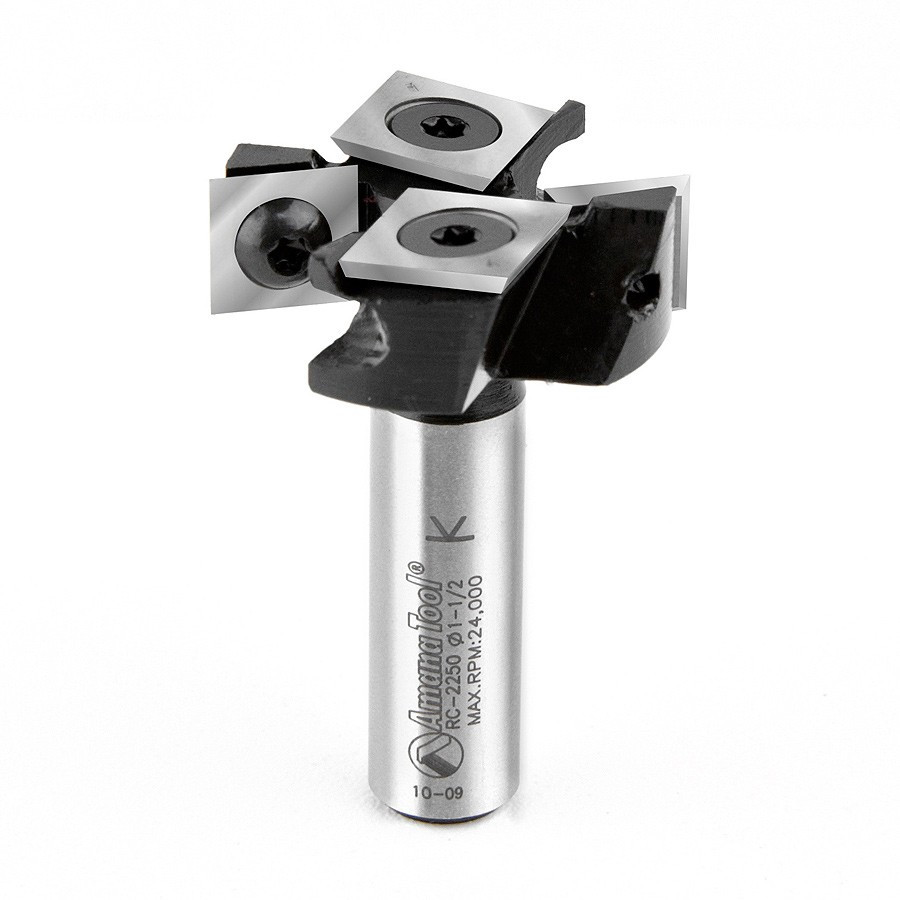 RC-2250 Insert Solid Carbide Mini Spoilboard Surfacing, Rabbeting, Flycutter, Leveler & Surface Planer 2+2 Flute Design 1-1/2 Dia x 1/2 x 1/2 Inch Shank Router Bit