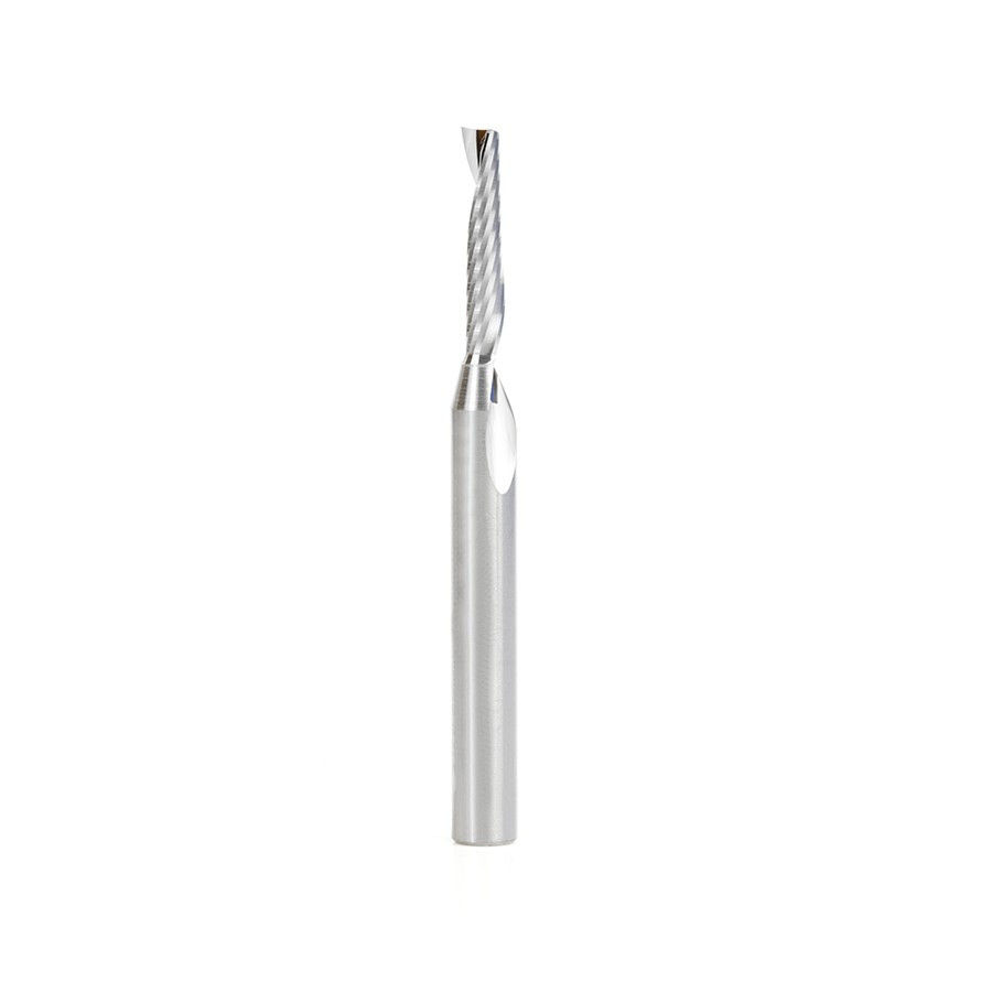 57319 Metric Solid Carbide CNC Spiral 'O' Single Flute, Plastic Cutting 4 Dia x 20 x 6 Shank x 64mm Long Up-Cut Router Bit