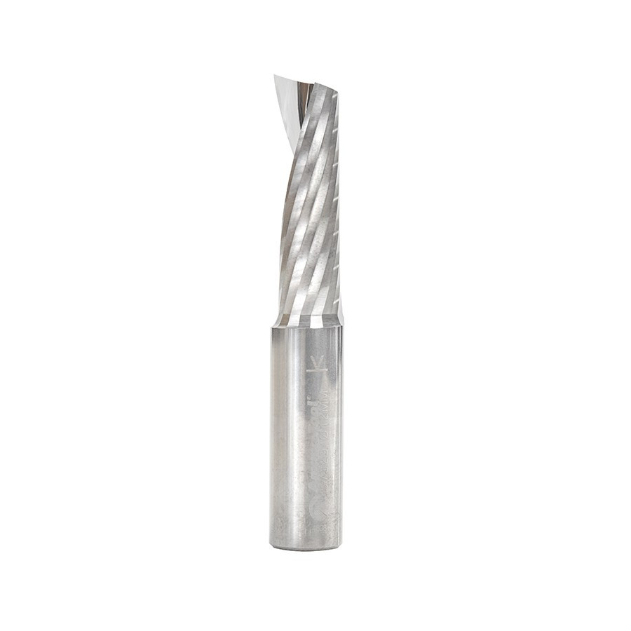 57329 Metric Solid Carbide CNC Spiral 'O' Single Flute, Plastic Cutting 12 Dia x 38 x 12 Shank x 76mm Long Up-Cut Router Bit