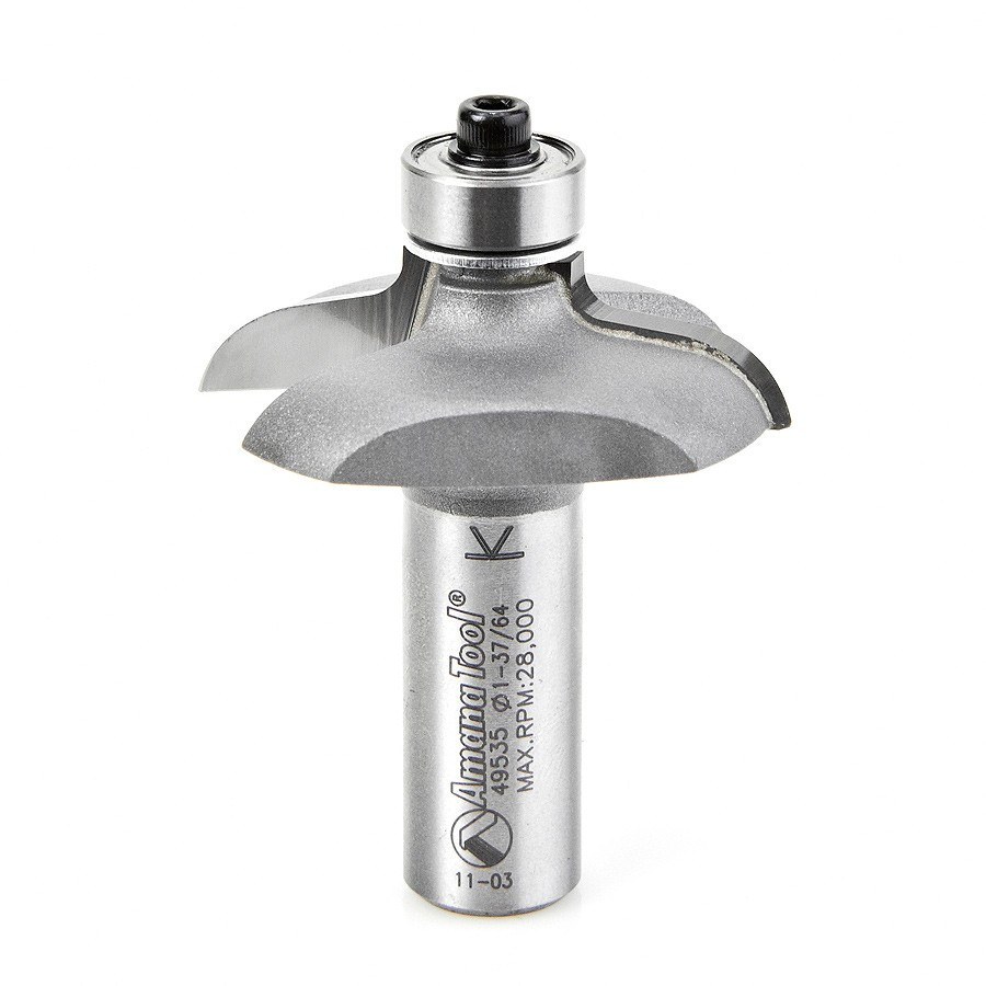 49535 Carbide Tipped Cabinet Door Edge - Front Face Edge - 1/8 x 11/32 Radius x 1-5/8 Dia x 7/16 x 1/2 Inch Shank