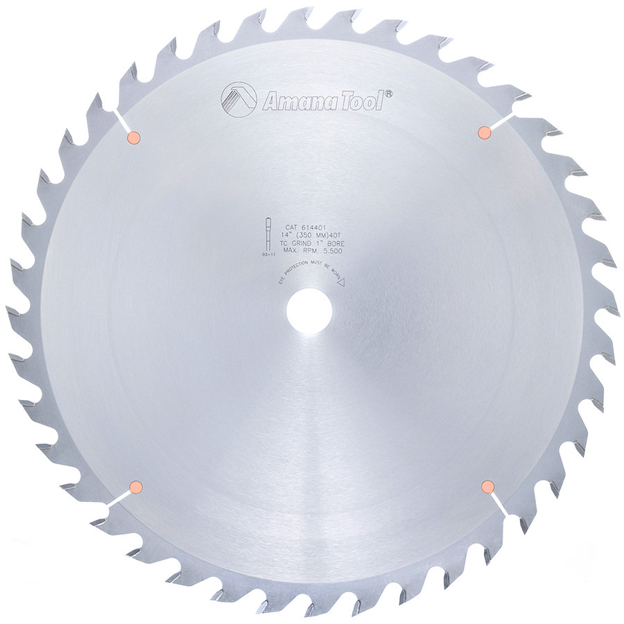 614401 Carbide Tipped Glue Line Ripping 14 inch Dia x 40T TCG, 22 Deg, 1 Inch Bore