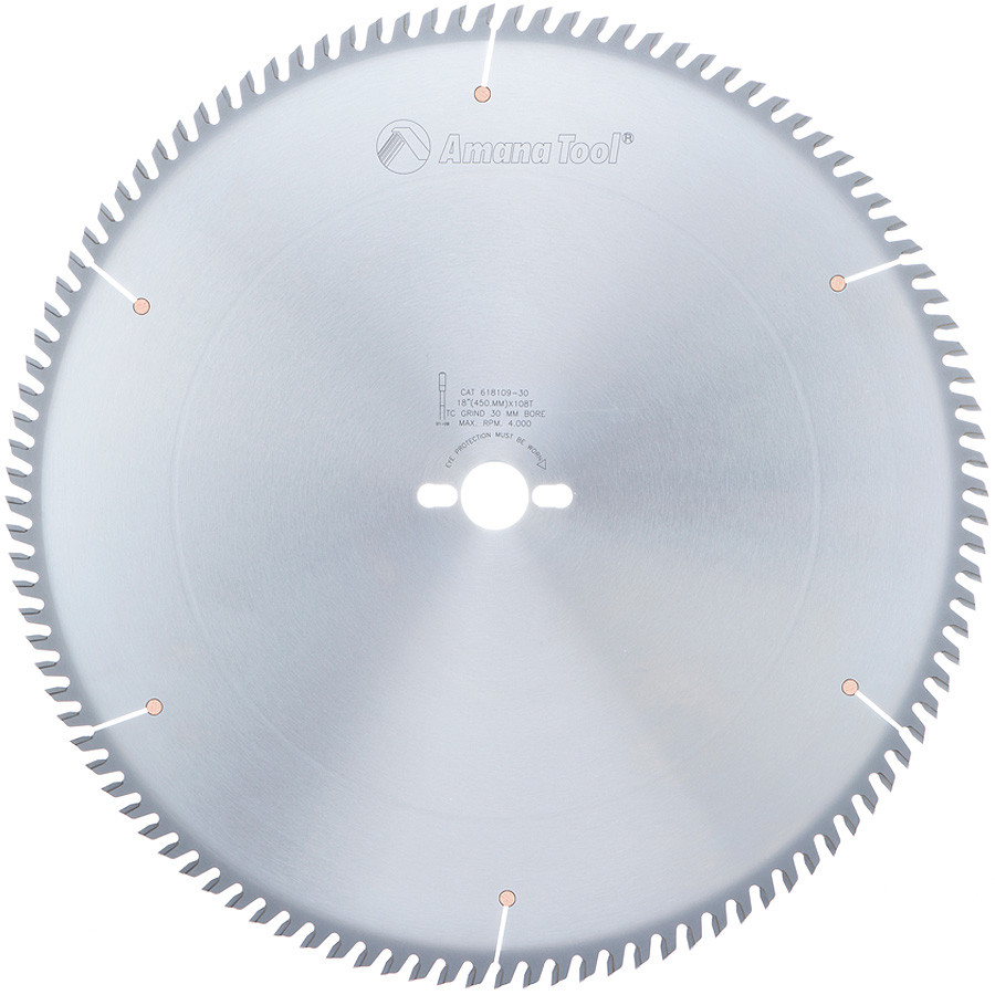 618109-30 Carbide Tipped Cut-Off and Crosscut 18 Inch Dia x 108T ATB, 10 Deg, 30mm Bore
