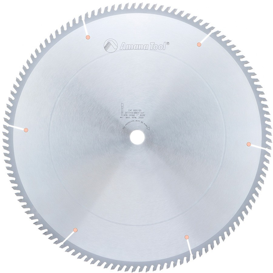 620120 Carbide Tipped Cut-Off and Crosscut 20 Inch Dia x 120T ATB, 10 Deg, 1 Inch Bore