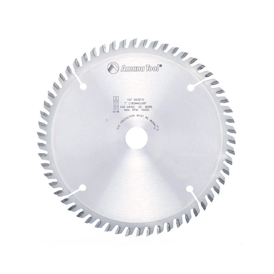 663010 Carbide Tipped Edgebander Trim 180mm Dia x 58T ATB, 10 Deg, 20mm Bore