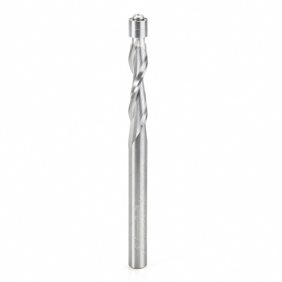 46197 Solid Carbide UltraTrim Spiral 1/4 Dia x 1 Inch x 1/4 Shank with Double Ball Bearing Up-Cut