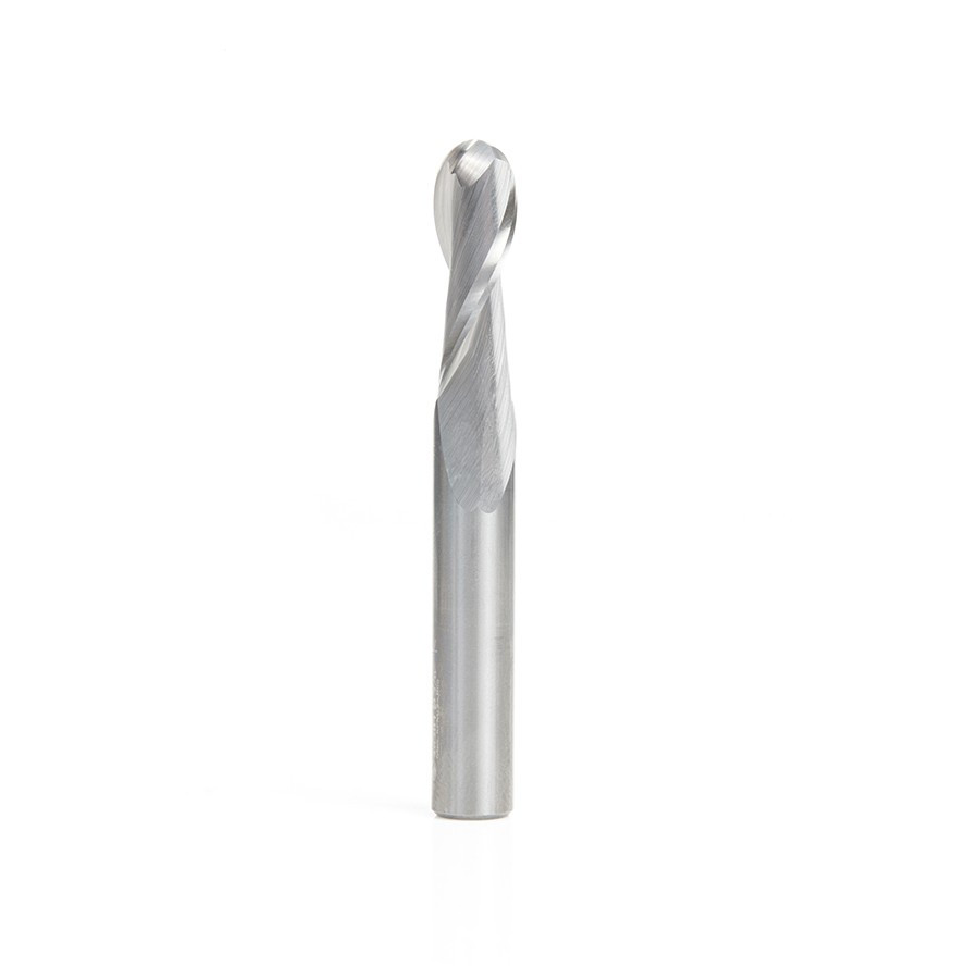 46381 Solid Carbide Up-Cut Spiral Ball Nose 3/16 Radius x 3/8 Dia x 1-1/8 x 3/8 Shank x 3 Inch Long x 2 Flute Router Bit