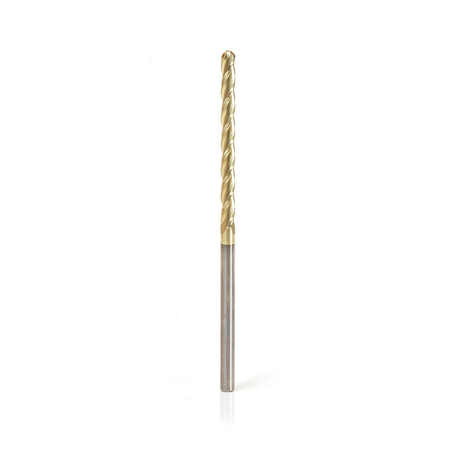 46295 CNC 2D and 3D Carving 1 Deg Straight Angle Ball Tip 1/8 Dia x 1/16 Radius x 1-1/2 x 1/8 Shank x 3 Inch Long x 3 Flute Solid Carbide ZrN Coated Router Bit