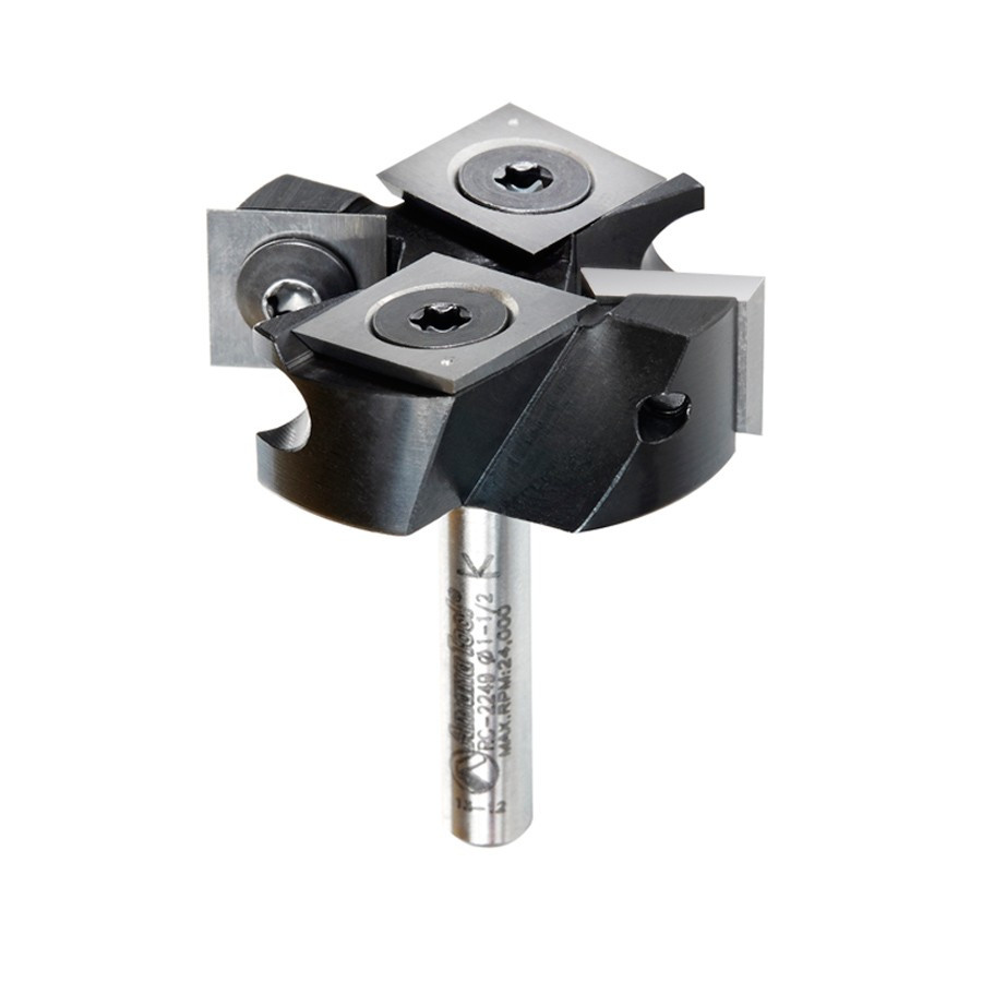 RC-2249 Insert Solid Carbide Mini Spoilboard Surfacing, Rabbeting, Flycutter, Leveler & Surface Planer 2+2 Flute Design 1-1/2 Dia x 1/2 x 1/4 Inch Shank Router Bit