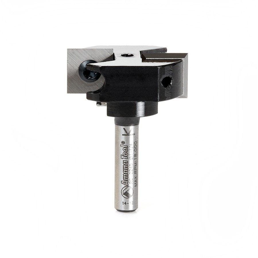 RC-2245 Insert Solid Carbide Mini Spoilboard Surfacing, Rabbeting, Flycutter, Leveler & Surface Planer 1-1/4 Dia x 15/32 (12mm) x 1/4 Inch Shank Router Bit