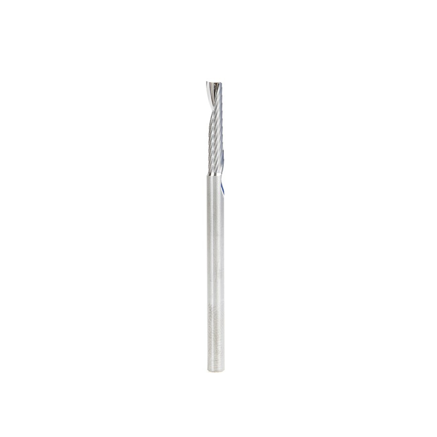 57318 Metric Solid Carbide CNC Spiral 'O' Single Flute, Plastic Cutting 4 Dia x 20 x 4 Shank x 64mm Long Up-Cut Router Bit