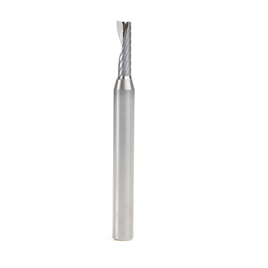 51423 Solid Carbide CNC Spiral 'O' Single Flute, Plastic Cutting 3/16 Dia x 5/8 x 1/4 Shank x 2-1/2 Inch Long Up-Cut Router Bit