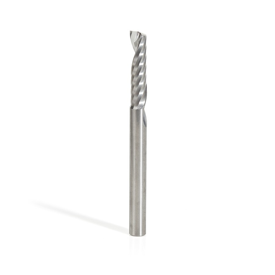 51409 Solid Carbide CNC Spiral 'O' Single Flute Plastic Cutting 1/4 Dia x 1-1/16 x 1/4 Shank x 3 Inch Long Up-Cut Router Bit