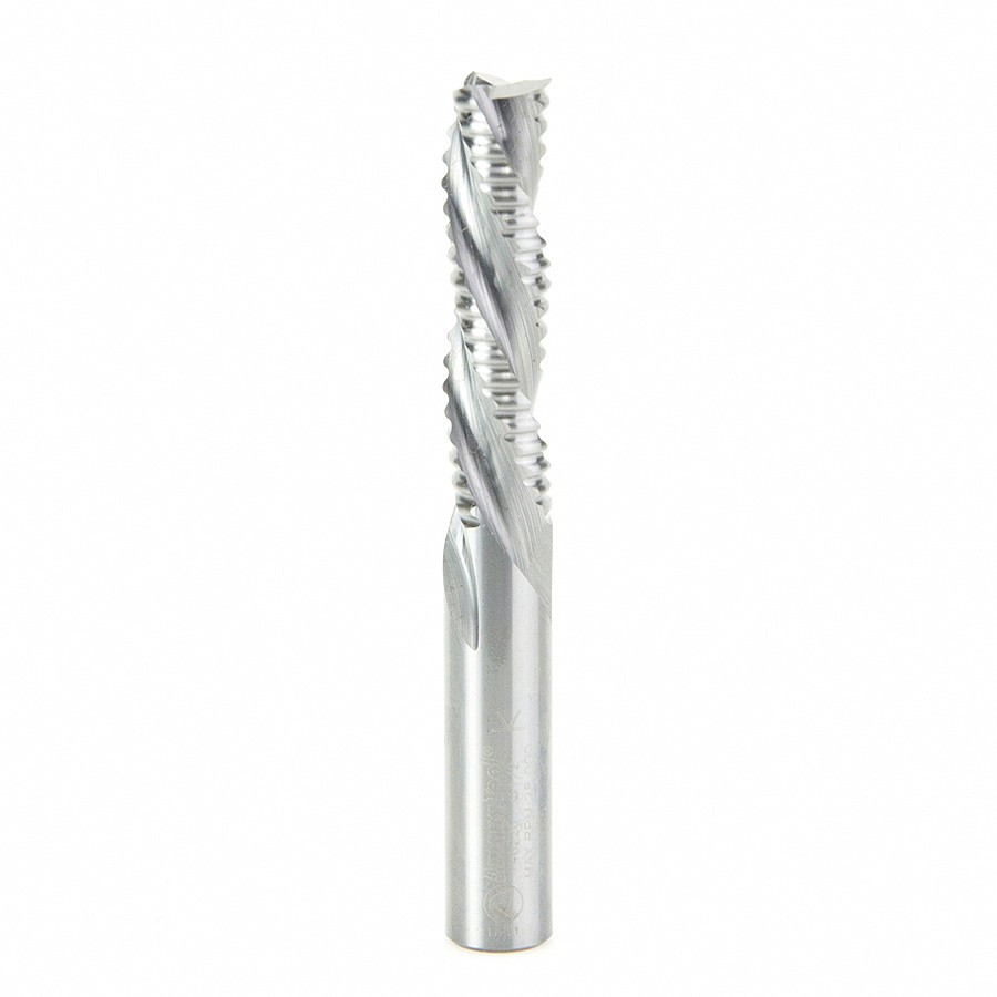 46226 CNC Solid Carbide Roughing Spiral 3 Flute Chipbreaker 1/2 Dia x 2 Inch x 1/2 Shank Down-Cut Router Bit