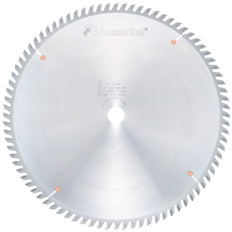 714841 Carbide Tipped Cut-Off and Crosscut 14 Inch Dia x 84T TCG, 10 Deg, 1 Inch Bore