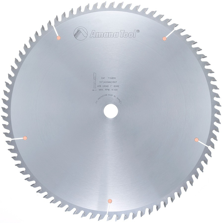 716800 Carbide Tipped Heavy Duty Cut-Off and Crosscut 16 Inch Dia x 80T ATB, 10 Deg, 1 Inch Bore