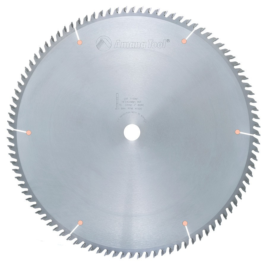 716961 Carbide Tipped Cut-Off and Crosscut 16 Inch Dia x 96T TCG, 18 Deg, 1 Inch Bore