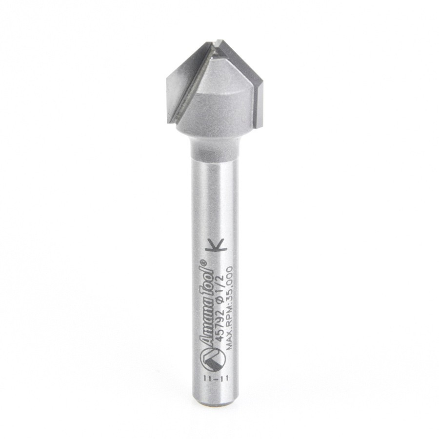 45792 Carbide Tipped Double Edge Folding V Groove 90 Deg x 0.090 Inch Tip Width x 1/2 Dia x 3/8 x 1/4 Inch Shank