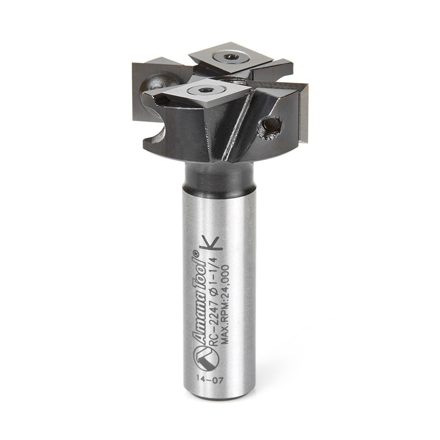RC-2247 Insert Solid Carbide Mini Spoilboard Surfacing, Rabbeting, Flycutter, Leveler & Surface Planer 2+2 Flute Design 1-1/4 Dia x 27/64 x 1/2 Inch Shank Router Bit