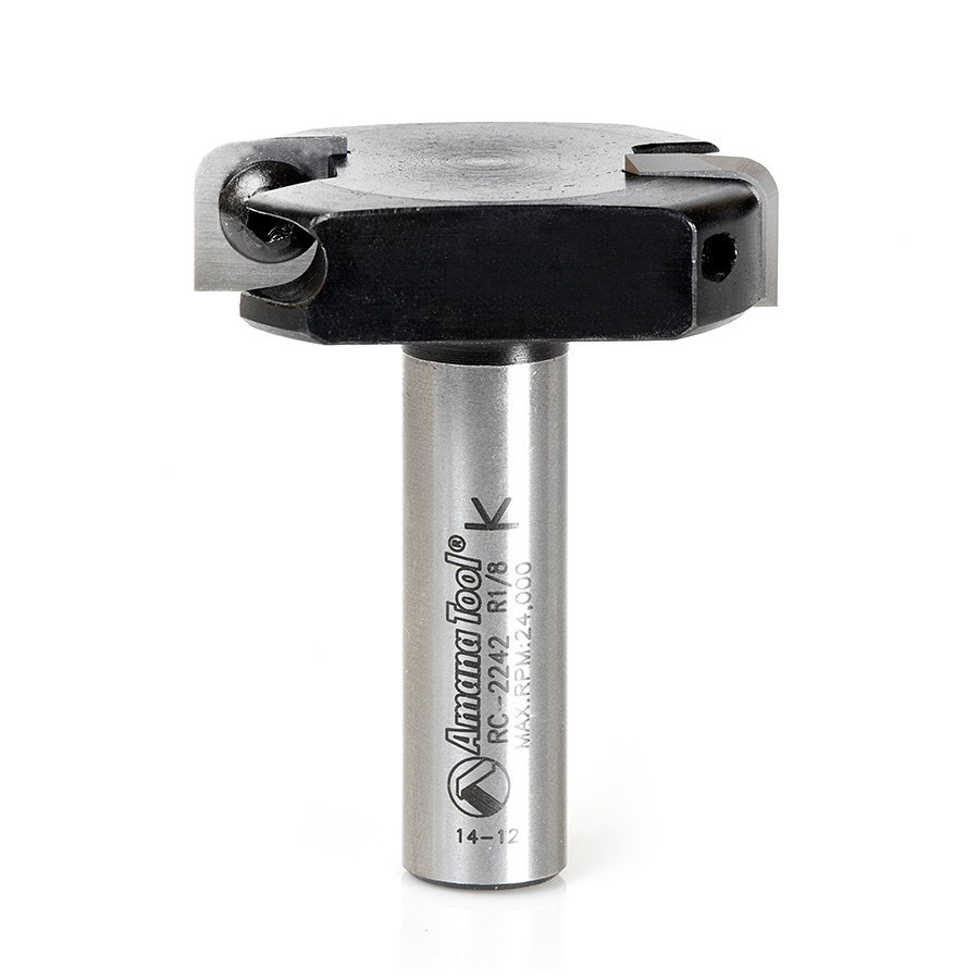 RC-2242 Insert Solid Carbide Spoilboard Surfacing, Rabbeting, Flycutter, Leveler & Surface Planer 1/8 Radius x 1-3/4 Dia x 15/32 x 1/2 Inch Shank Router Bit