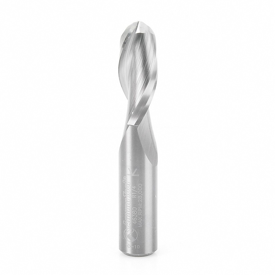 46380 Solid Carbide Up-Cut Ball Nose Spiral 1/2 Dia x 1-1/4 x 1/2 Inch Shank Router Bit