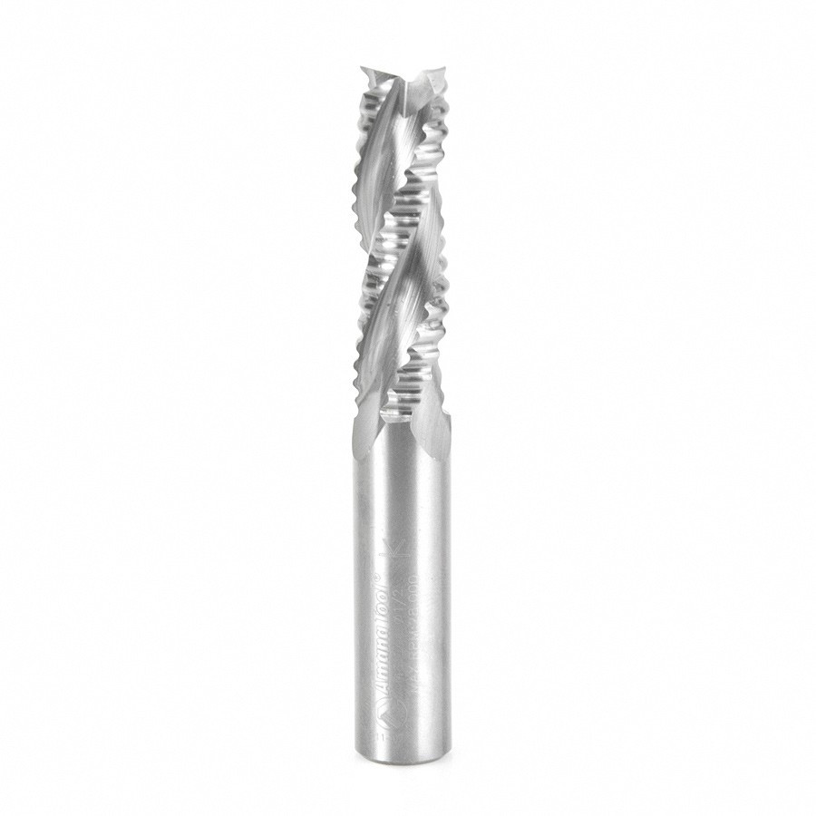 46124 CNC Solid Carbide Roughing Spiral 3 Flute Chipbreaker 1/2 Dia x 1-5/8 x 1/2 Inch Shank Up-Cut Router Bit