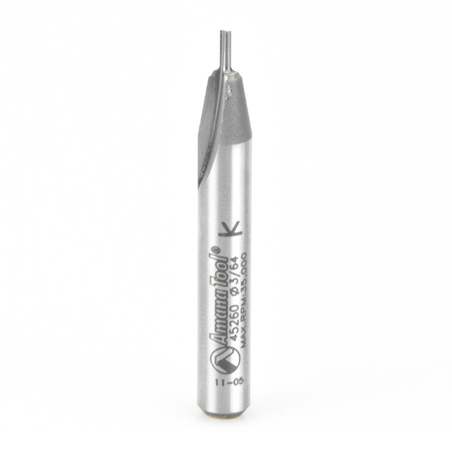 45260 Carbide Tipped Straight Plunge High Production 1.3mm Dia x 4.5mm x 1/4 Inch Shank