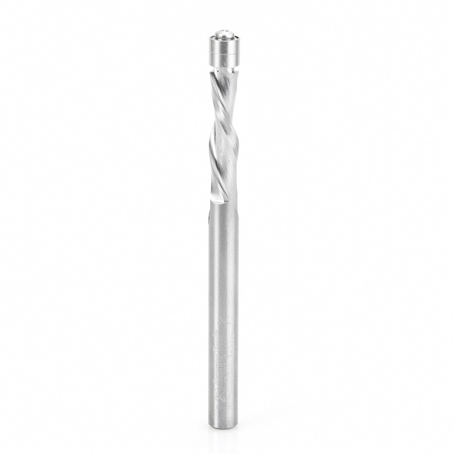46297 Solid Carbide UltraTrim Spiral Trim 1/4 Dia x 1 Inch x 1/4 Shank with Double Ball Bearing Down-Cut
