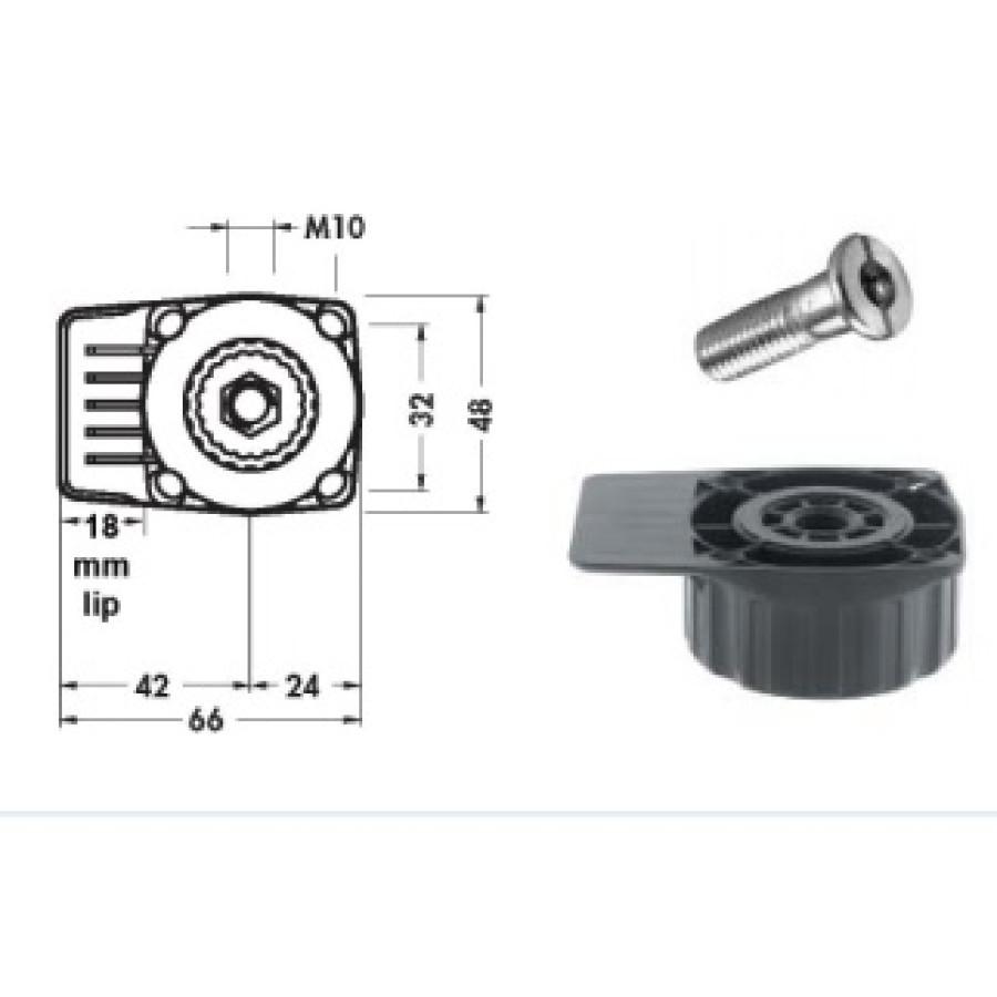 860 Standard ABS Plastic Flange Socket Screw Black