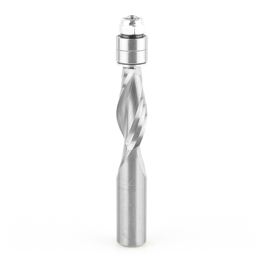 46300 Solid Carbide UltraTrim Spiral 1/2 Dia x 1-1/4 x 1/2 Inch Shank with Double Lower Ball Bearing Up-Cut